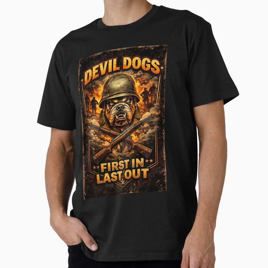 Devil Dogs – First In, Last Out Battlefield Bulldog Emblem by TKOprintdesigns