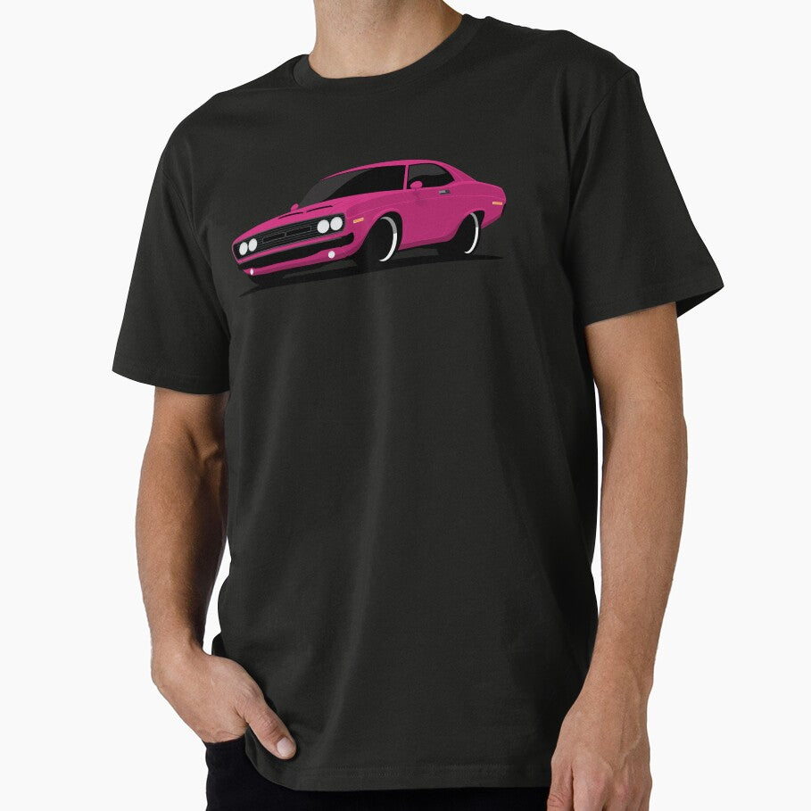 American Muscle Pony Car Pink Illustration by blackdogshop