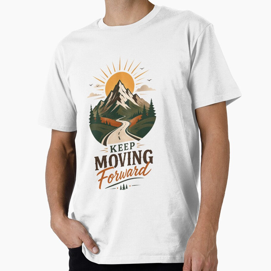 Keep Moving Forward Mountain Retro Design | Motivational Minimal Art | Trending Adventure Aesthetic by Inner Flame Studio