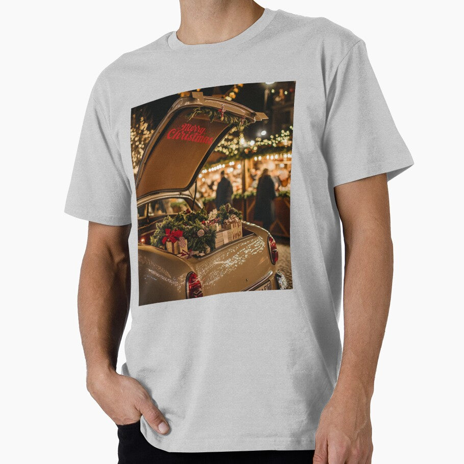 Festive Santa Claus in a Classic Christmas Retro Car by The Art of Kkatarynka