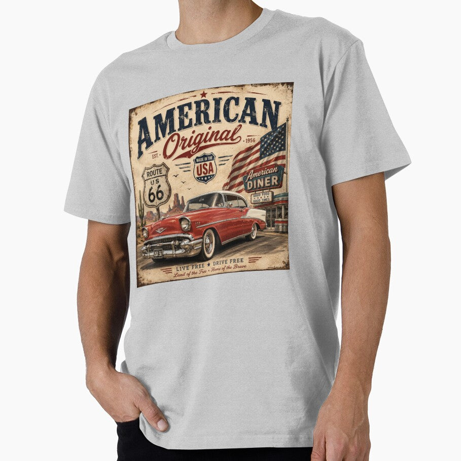 American Original | Route 66 Vintage Car | Classic Americana Retro USA Design by AstraDrip Studio