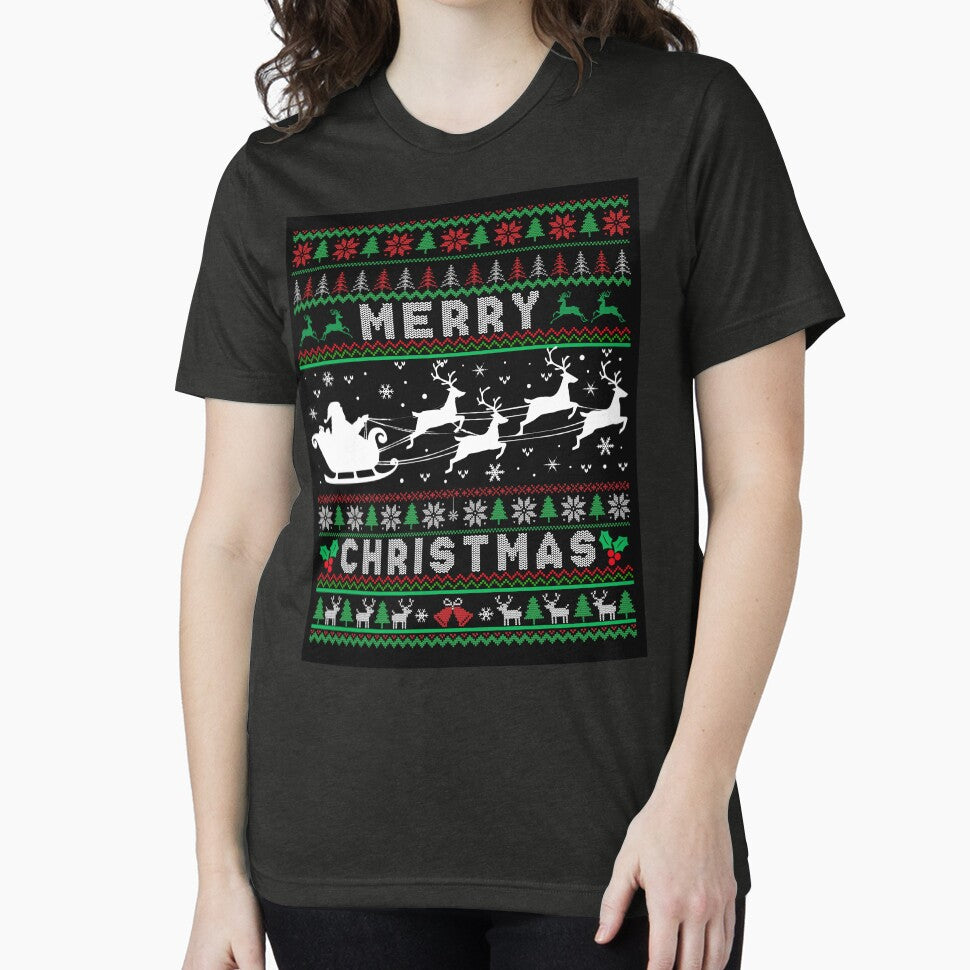 Ugly Christmas Sweater, Fair Isle, Santa and Reindeers by Jaydee001
