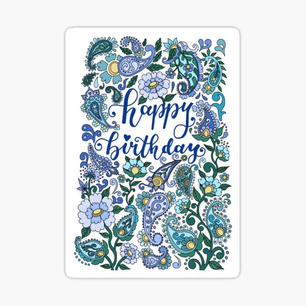 Happy Birthday in Paisley by Mirabel Design